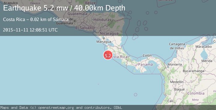 Map of OFF COAST OF COSTA RICA