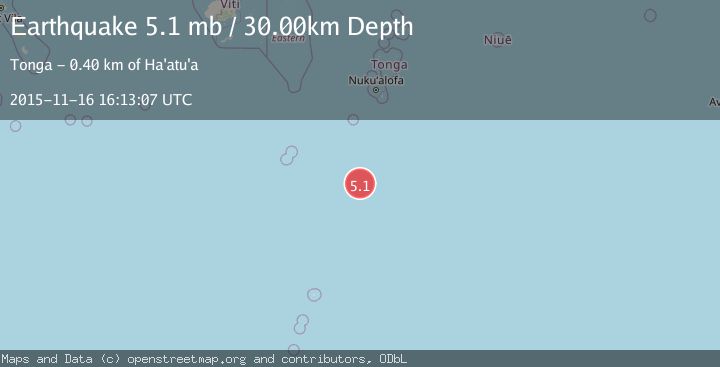 Map of SOUTH OF TONGA