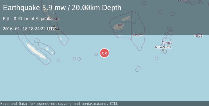 Map of SOUTH OF FIJI ISLANDS