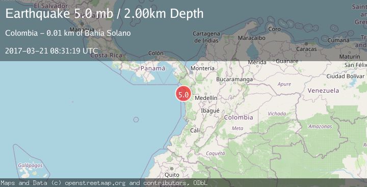 Map of NEAR WEST COAST OF COLOMBIA
