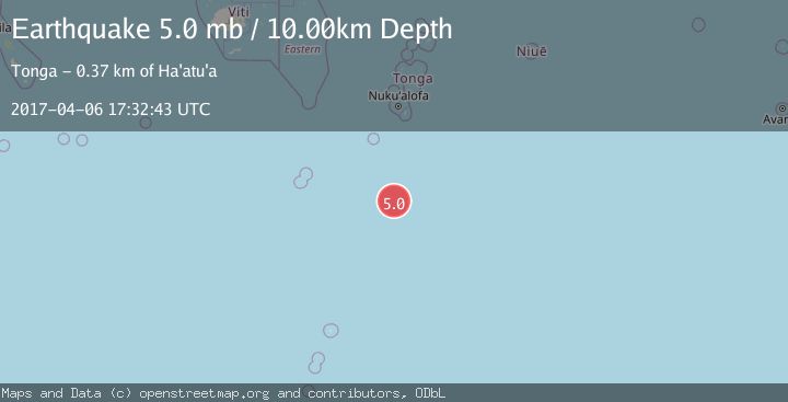 Map of SOUTH OF TONGA