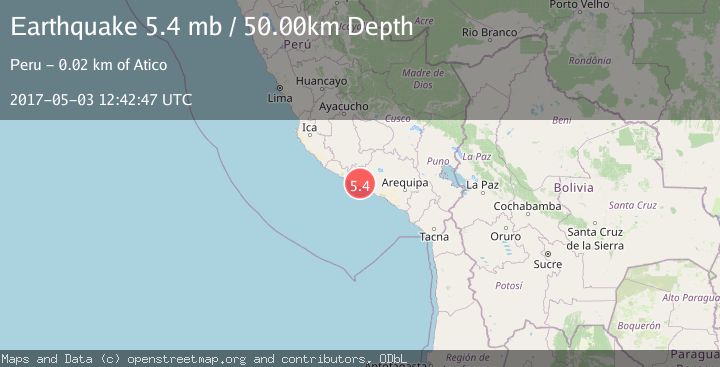Map of NEAR COAST OF SOUTHERN PERU