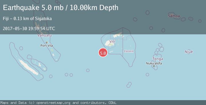 Map of SOUTH OF FIJI ISLANDS