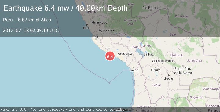 Map of NEAR COAST OF SOUTHERN PERU