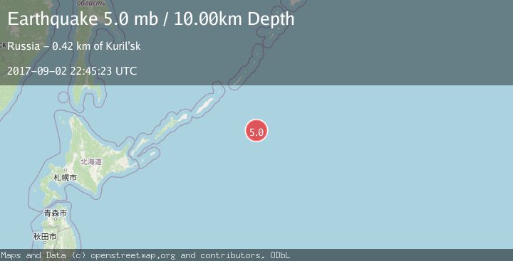 Map of EAST OF KURIL ISLANDS