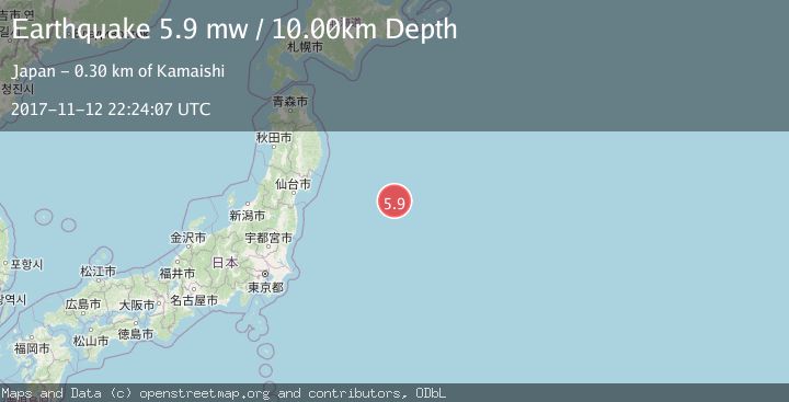 Map of OFF EAST COAST OF HONSHU, JAPAN