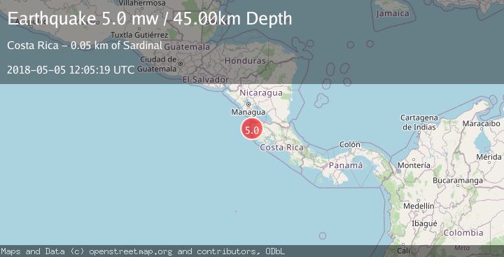 Map of OFF COAST OF COSTA RICA