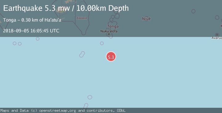 Map of SOUTH OF TONGA