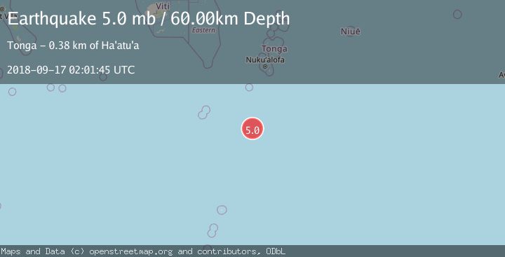 Map of SOUTH OF TONGA