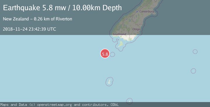 Map of OFF W. COAST OF S. ISLAND, N.Z.