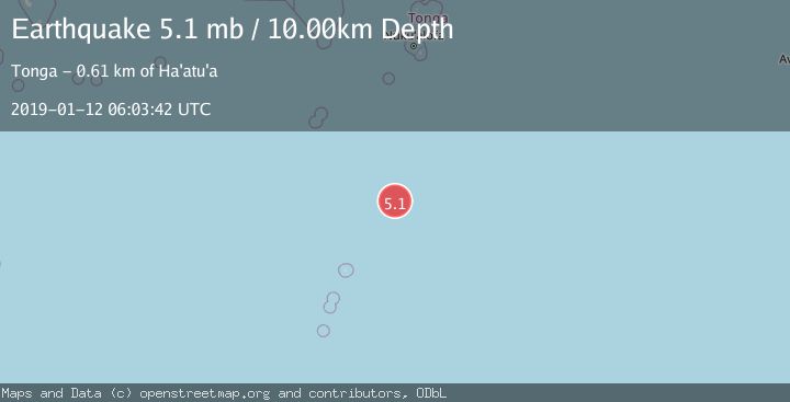 Map of SOUTH OF TONGA