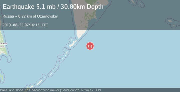 Map of EAST OF KURIL ISLANDS