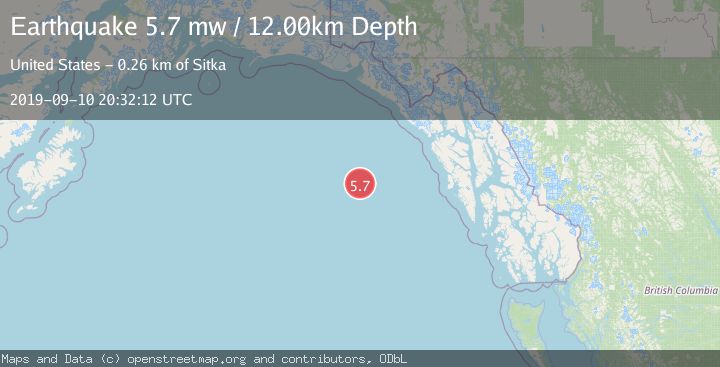 Map of OFF COAST OF SOUTHEASTERN ALASKA