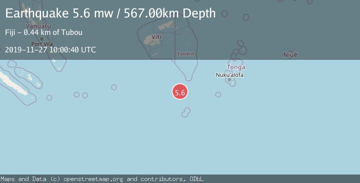 Map of SOUTH OF FIJI ISLANDS