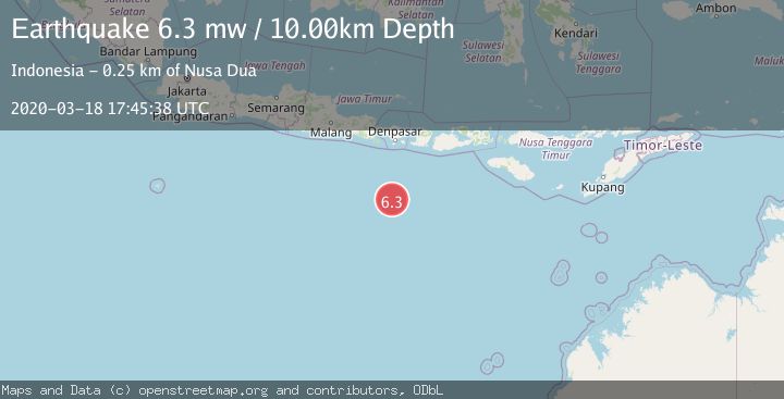 Map of SOUTH OF BALI, INDONESIA