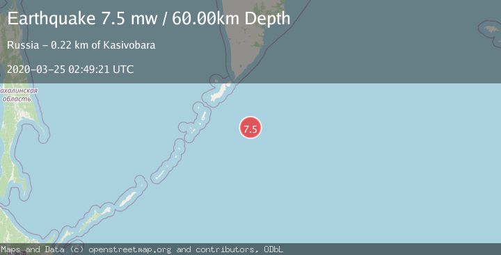 Map of EAST OF KURIL ISLANDS