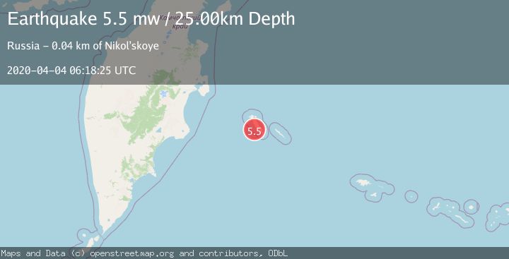 Map of KOMANDORSKIYE OSTROVA REGION