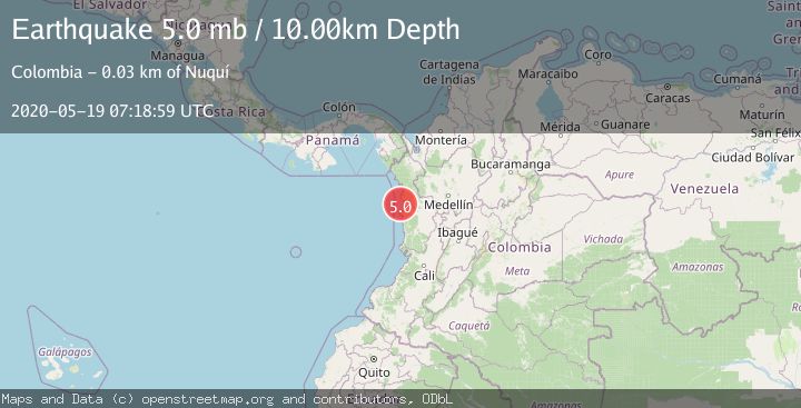 Map of NEAR WEST COAST OF COLOMBIA
