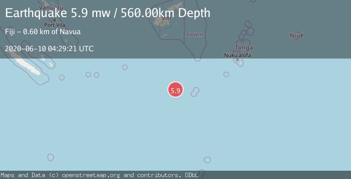 Map of SOUTH OF FIJI ISLANDS