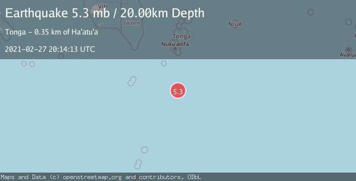 Map of SOUTH OF TONGA