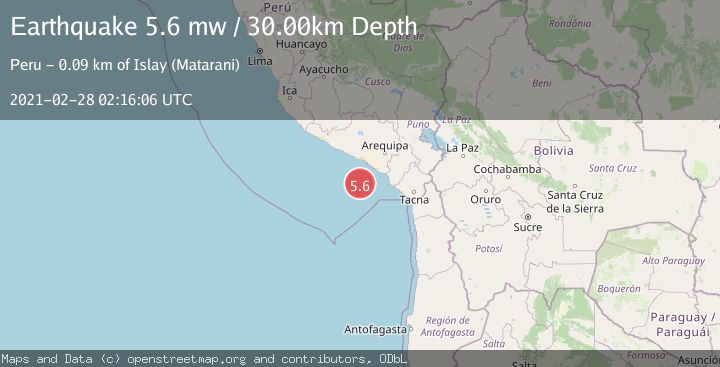Map of NEAR COAST OF SOUTHERN PERU