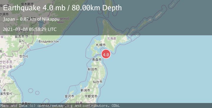 Map of HOKKAIDO, JAPAN REGION