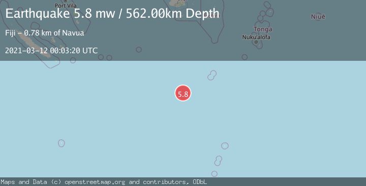 Map of SOUTH OF FIJI ISLANDS