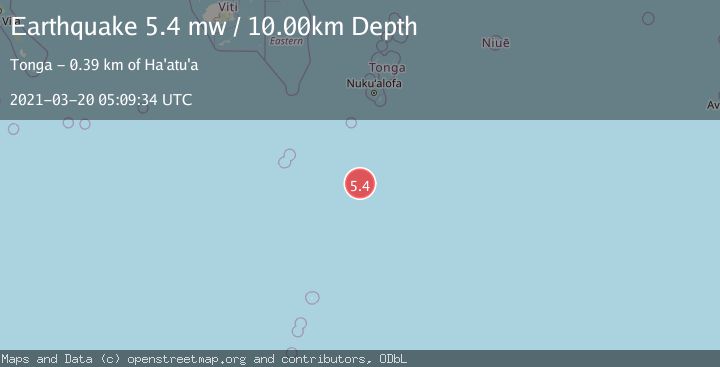 Map of SOUTH OF TONGA