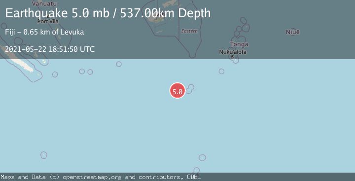 Map of SOUTH OF FIJI ISLANDS