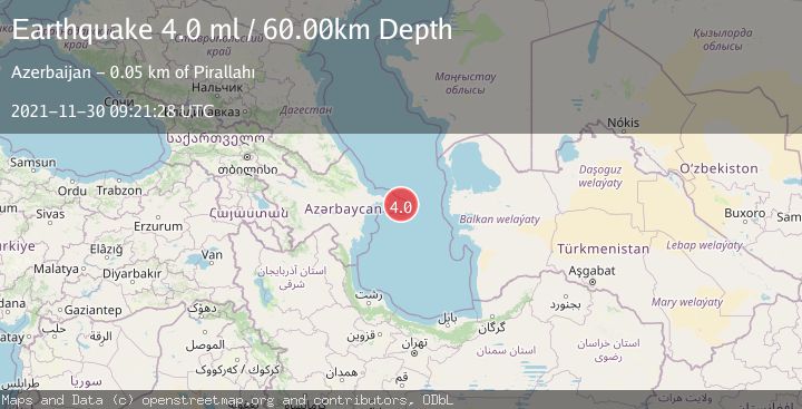 Map of CASPIAN SEA, OFFSHORE AZERBAIJAN