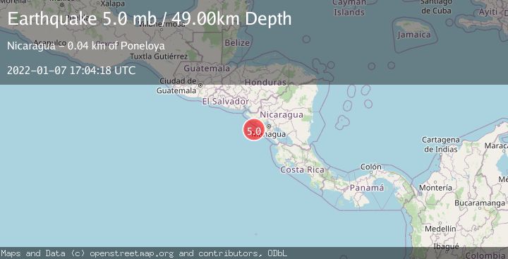 Map of NEAR COAST OF NICARAGUA