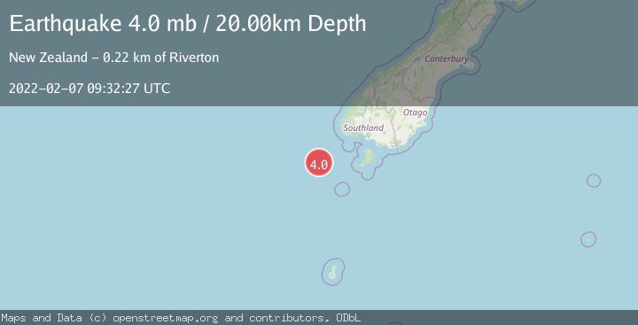Map of OFF W. COAST OF S. ISLAND, N.Z.