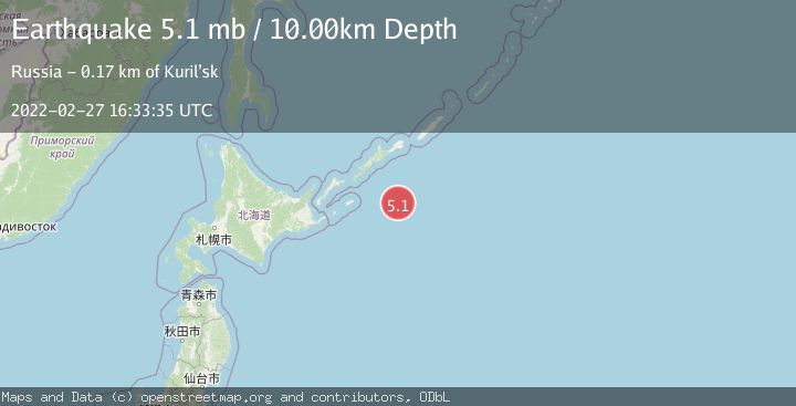 Map of EAST OF KURIL ISLANDS