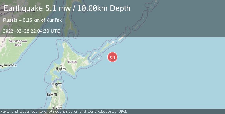 Map of EAST OF KURIL ISLANDS