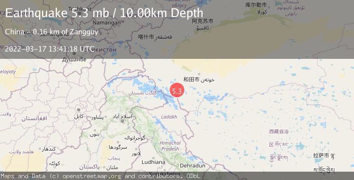 Map of KASHMIR-XINJIANG BORDER REGION