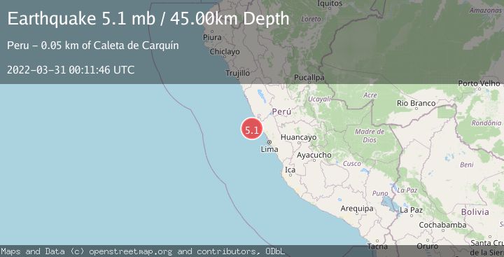 Map of OFF COAST OF CENTRAL PERU