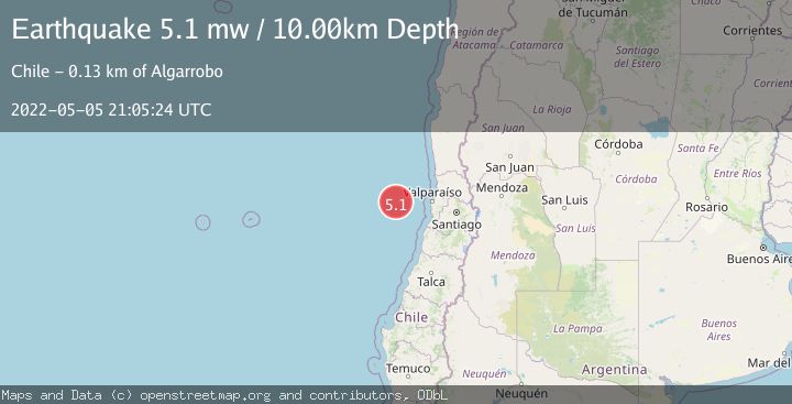 Map of OFF COAST OF VALPARAISO, CHILE