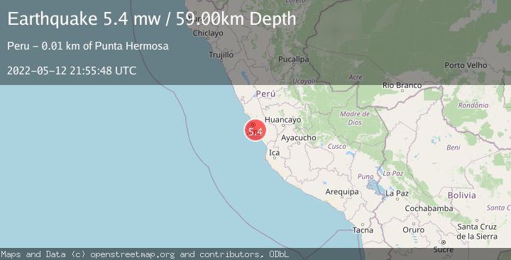 Map of NEAR COAST OF CENTRAL PERU
