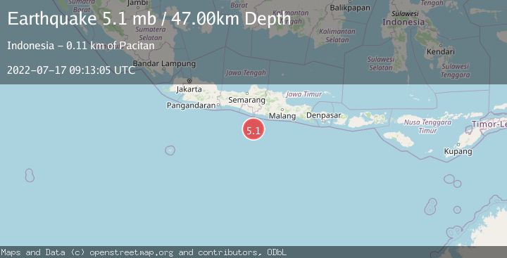 Map of SOUTH OF JAVA, INDONESIA