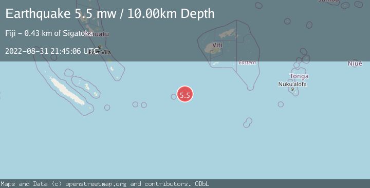Map of SOUTH OF FIJI ISLANDS