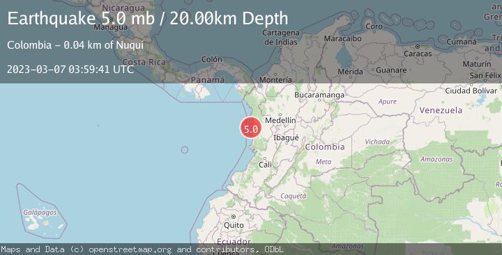 Map of NEAR WEST COAST OF COLOMBIA
