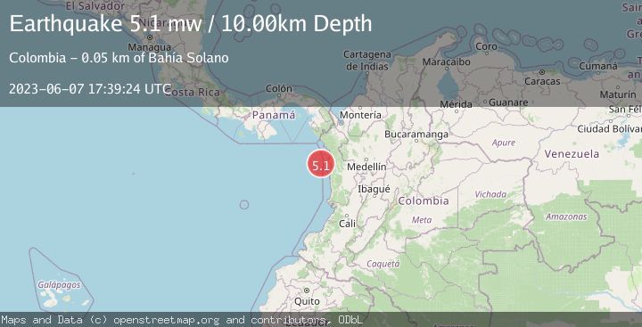 Map of NEAR WEST COAST OF COLOMBIA