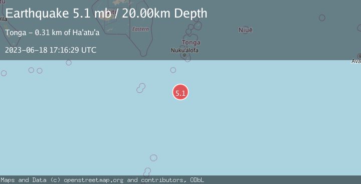 Map of SOUTH OF TONGA