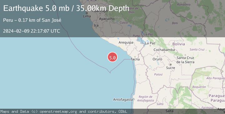 Map of OFF COAST OF SOUTHERN PERU