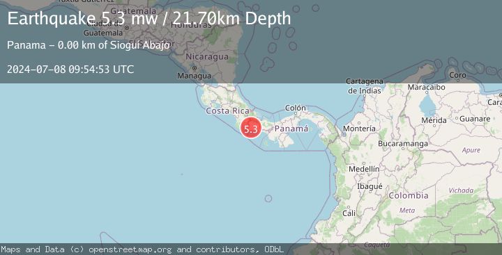 Map of PANAMA-COSTA RICA BORDER REGION