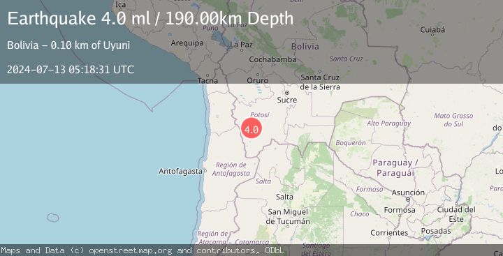 Map of POTOSI, BOLIVIA