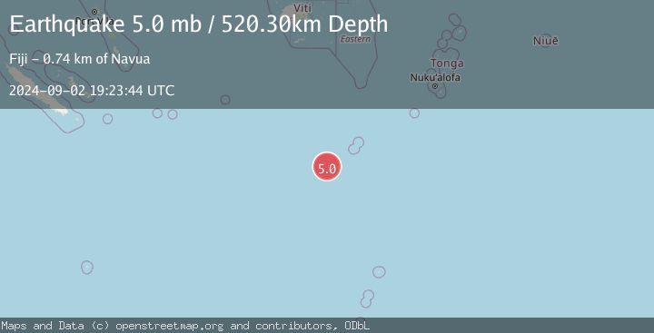 Map of SOUTH OF FIJI ISLANDS