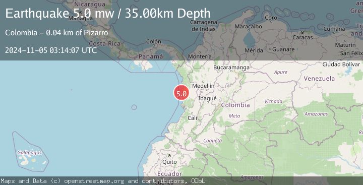 Map of NEAR WEST COAST OF COLOMBIA