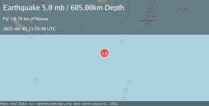 Map of SOUTH OF FIJI ISLANDS