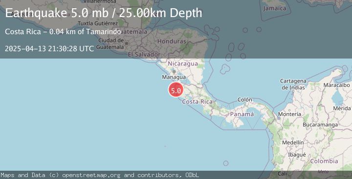 Map of OFF COAST OF COSTA RICA